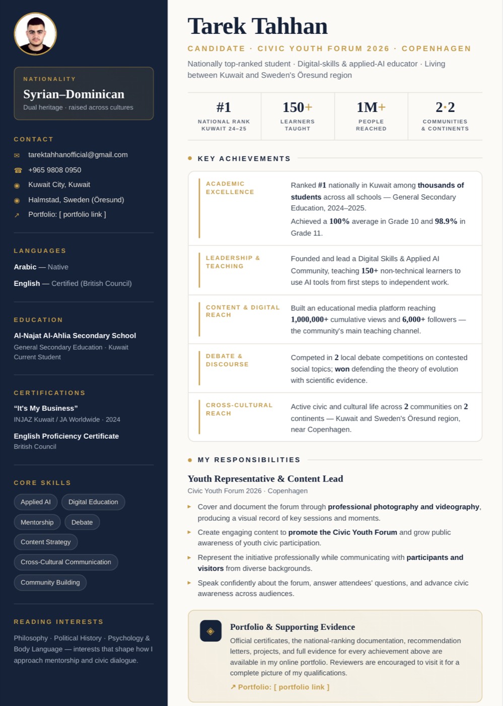 Tarek Tahhan — curriculum vitae preview